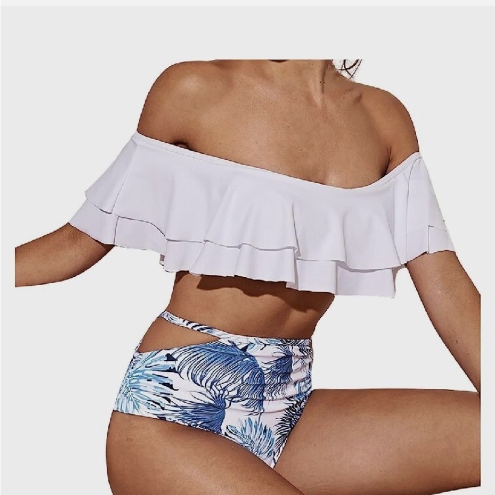 White Off-Shoulder Bikini Set - Picture 2 of 13